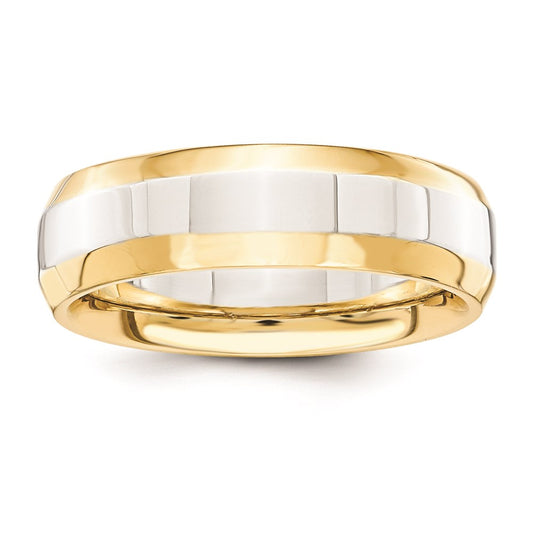 Solid 10K Yellow Gold Two-Tone 6mm Domed Size 10 Wedding Men's/Women's Wedding Band Ring