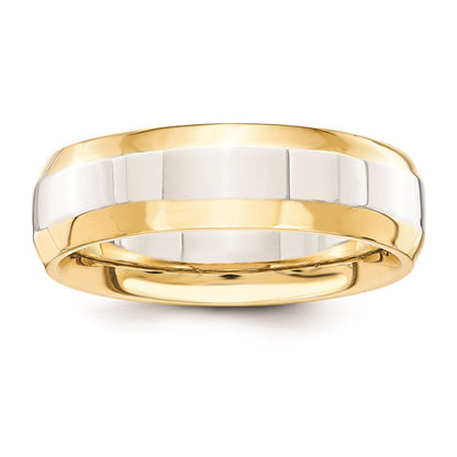 Solid 14K Yellow Gold Two-Tone 6mm Domed Size 9 Wedding Men's/Women's Wedding Band Ring