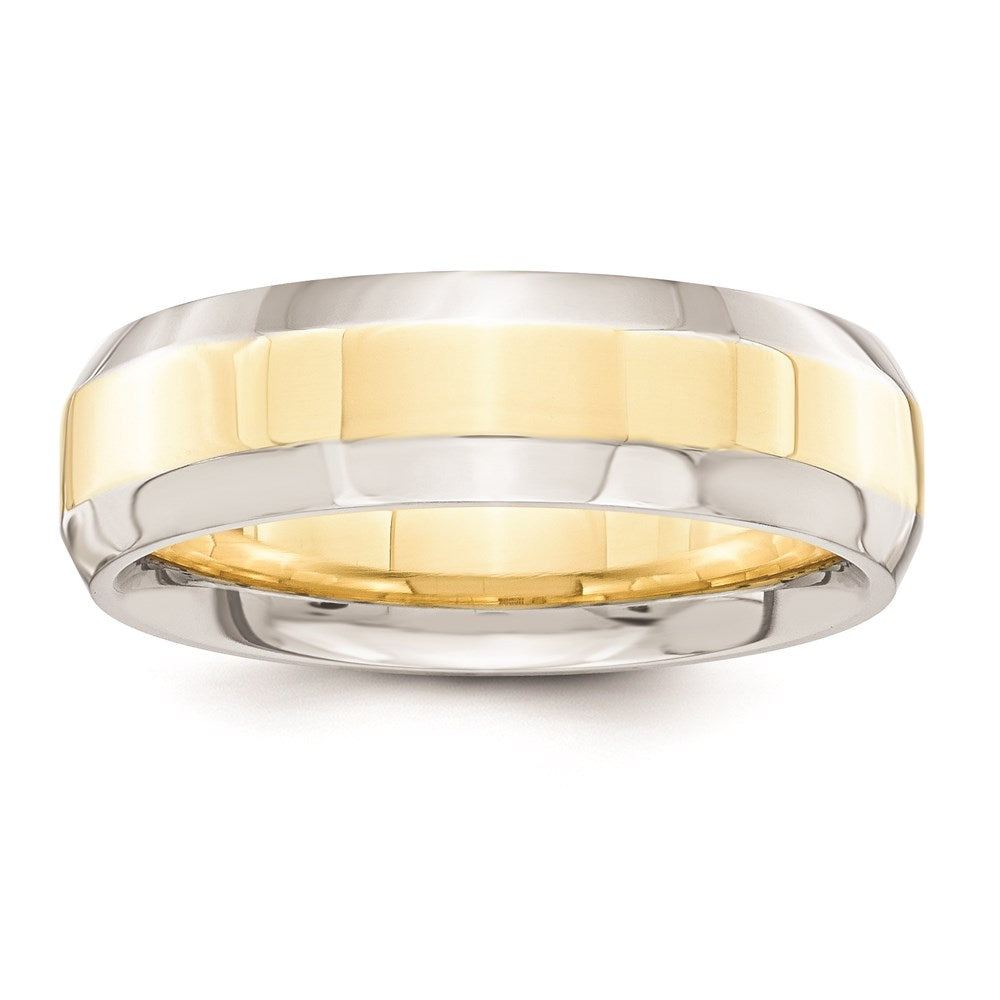 Solid 18K Yellow Gold Two-Tone 6mm Domed Size 8 Wedding Men's/Women's Wedding Band Ring