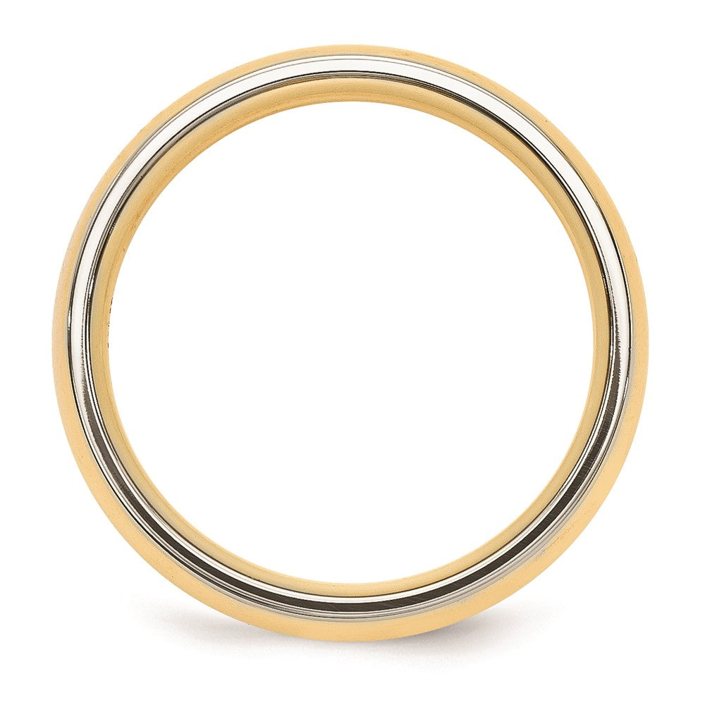 Solid 18K Yellow Gold Two-Tone 6mm Domed Size 5 Wedding Men's/Women's Wedding Band Ring