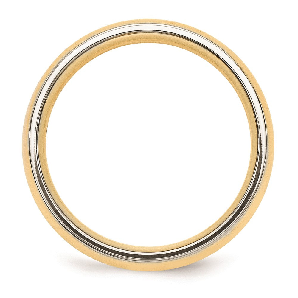 Solid 10K Yellow Gold Two-Tone 6mm Domed Size 6.5 Wedding Men's/Women's Wedding Band Ring