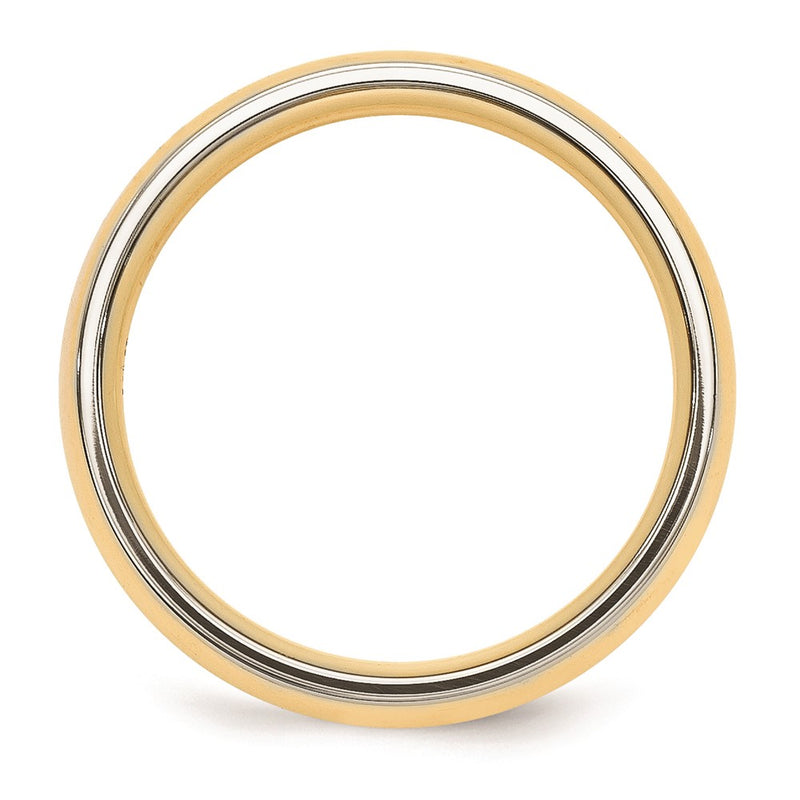 Solid 18K Yellow Gold Two-Tone 6mm Domed Size 10 Wedding Men's/Women's Wedding Band Ring
