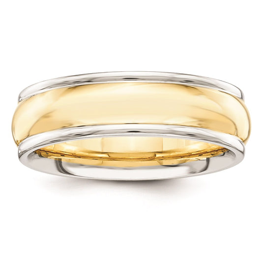 Solid 14K Yellow Gold Two-Tone 6mm Domed Size 9 Wedding Men's/Women's Wedding Band Ring