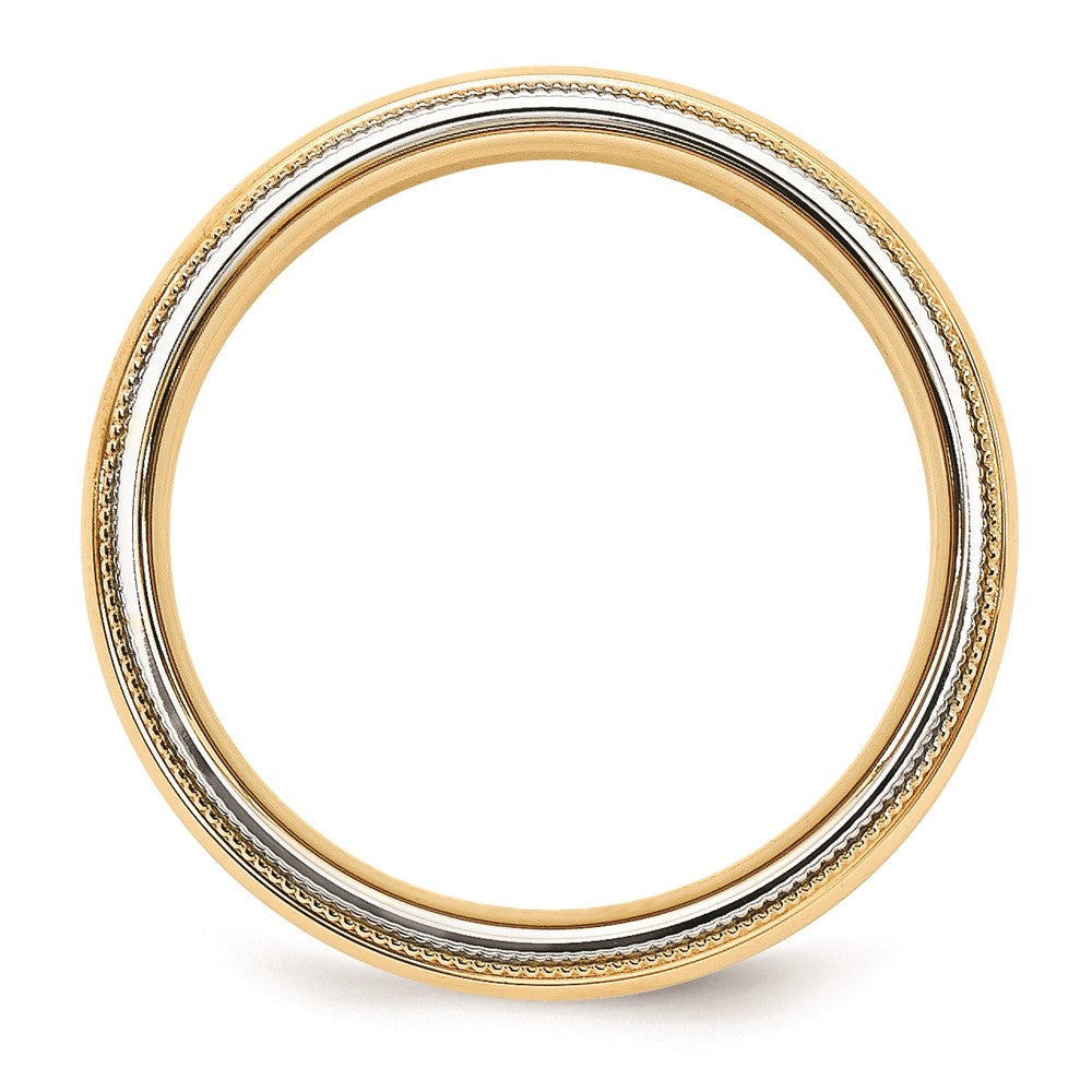 Solid 18K Yellow Gold Two-Tone 5mm Milgrained-Edged Size 5 Wedding Men's/Women's Wedding Band Ring