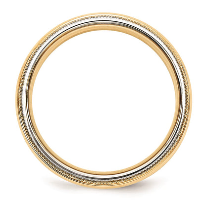 Solid 18K Yellow Gold Two-Tone 5mm Milgrained-Edged Size 5 Wedding Men's/Women's Wedding Band Ring