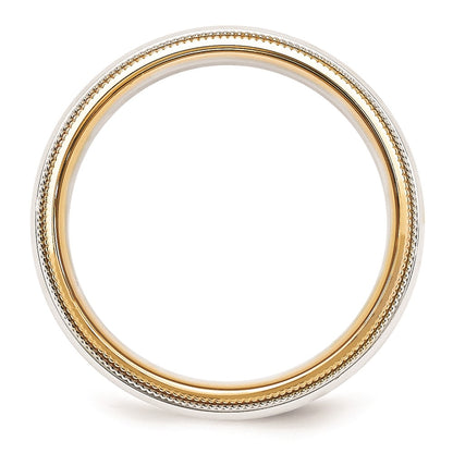 Solid 18K Yellow Gold Two-Tone 5.5mm Milgrained-Edged Size 10 Wedding Men's/Women's Wedding Band Ring