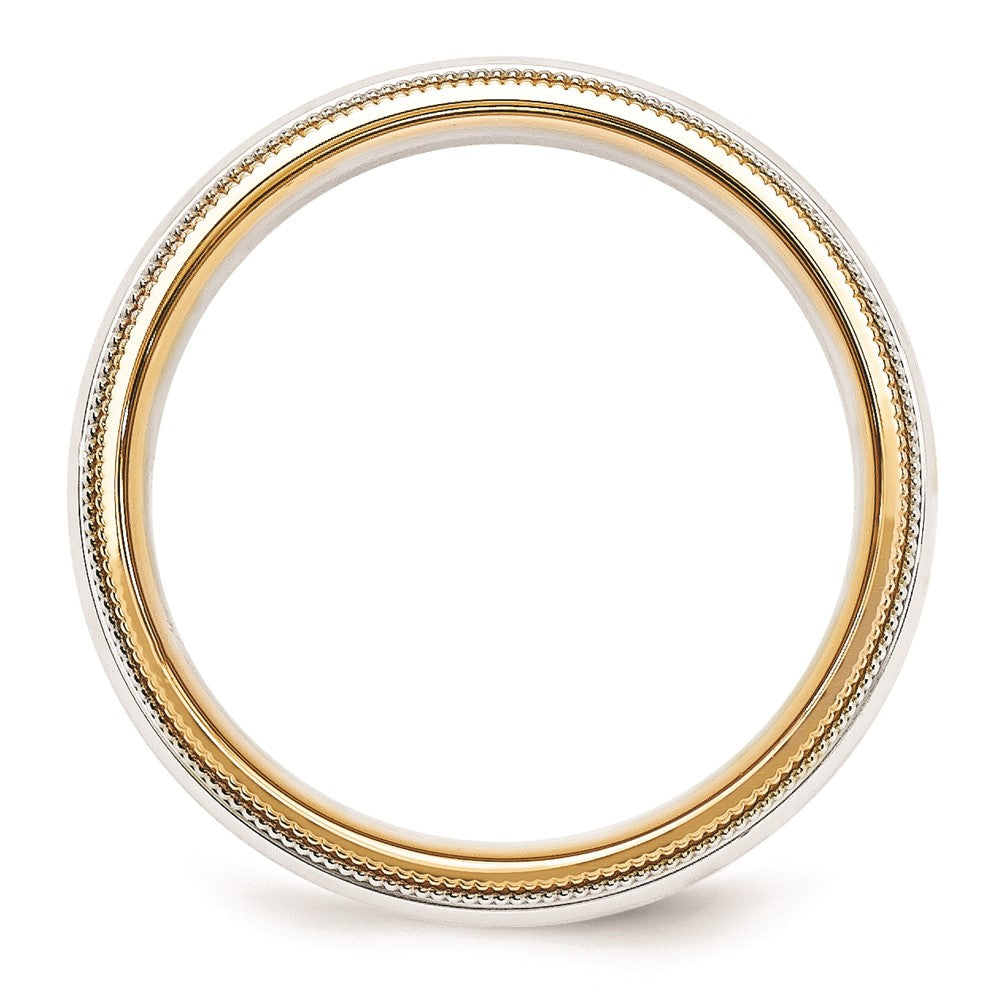 Solid 10K Yellow Gold Two-Tone 5.5mm Milgrained-Edged Size 7 Wedding Men's/Women's Wedding Band Ring
