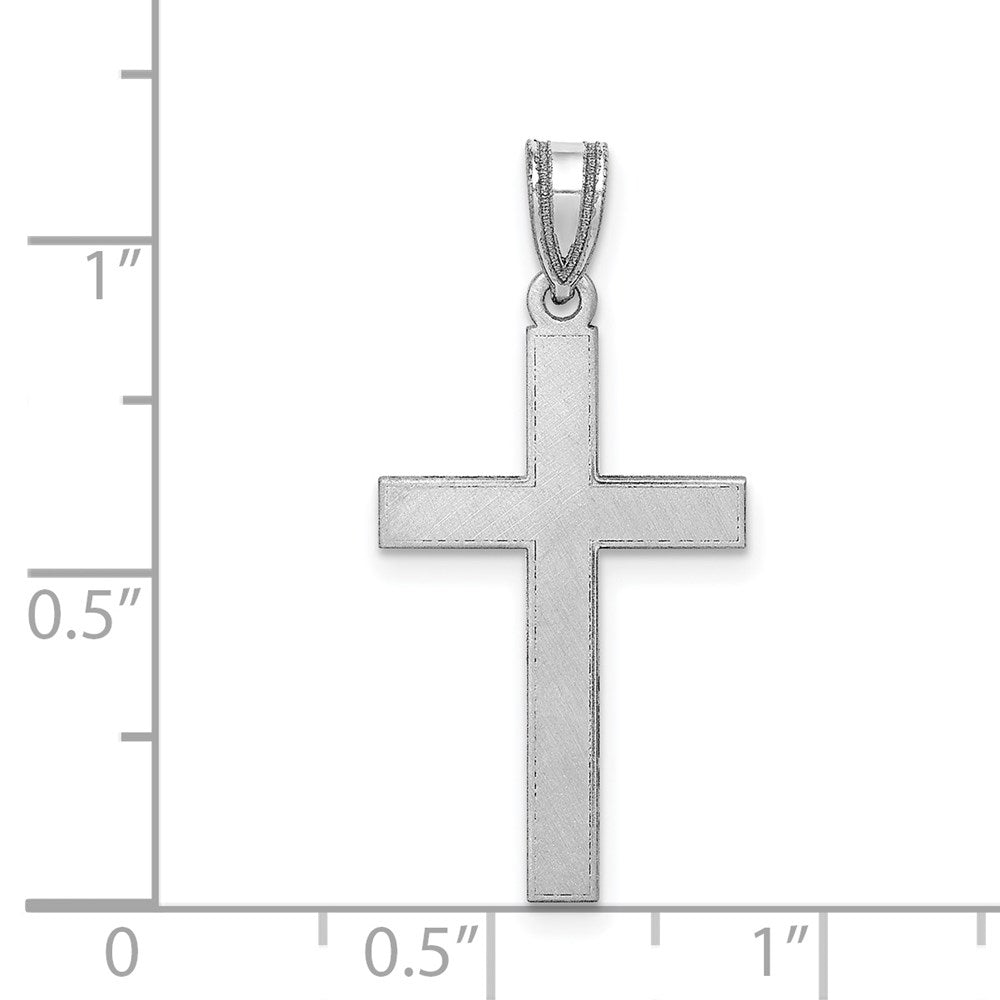 14k White Gold Florentine Satin Latin Cross Pendant
