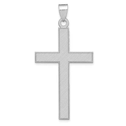 14k White Gold Florentine Satin Cross Pendant