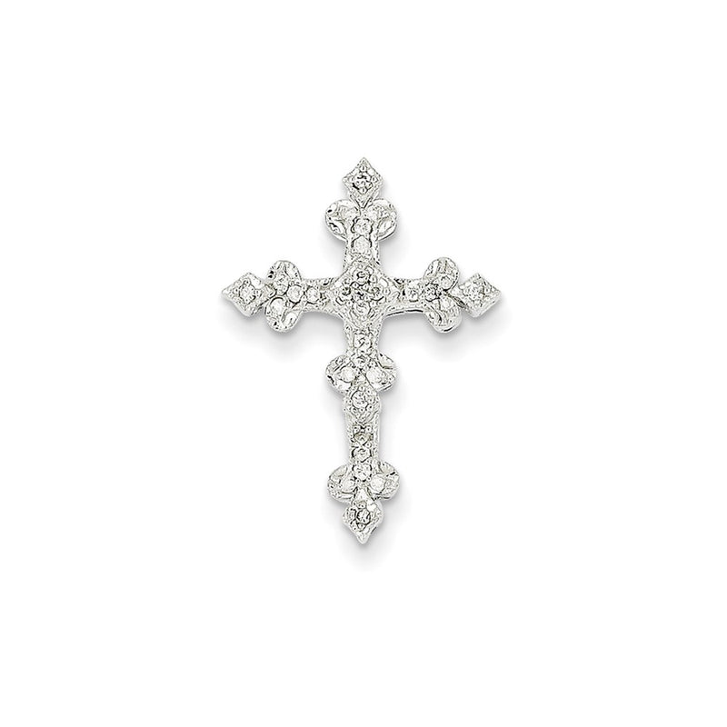 14k White Gold Diamond Filigree Cross Pendant