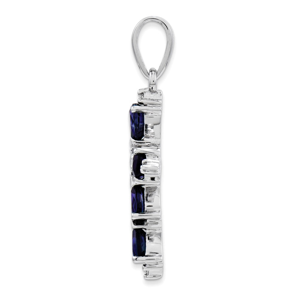 14k White Gold Diamond & Sapphire Cross Pendant