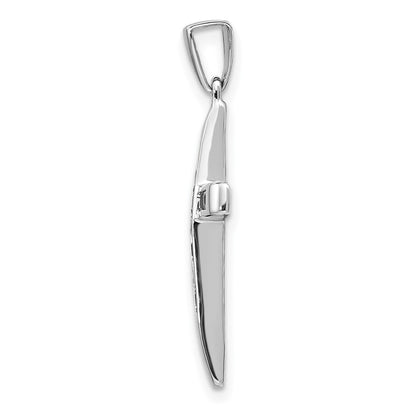 14k White Gold Sapphire Cross Pendant