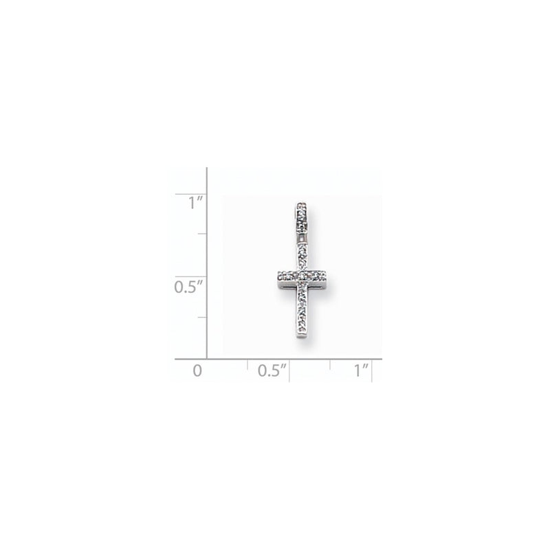 14k White Gold Diamond Latin Cross Pendant