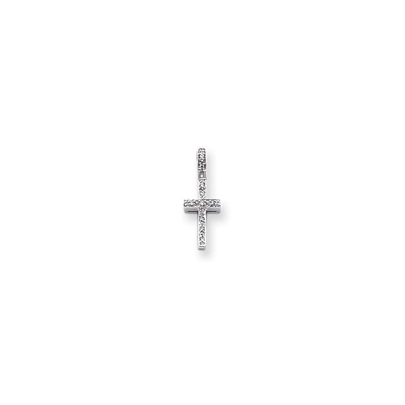 14k White Gold Diamond Latin Cross Pendant