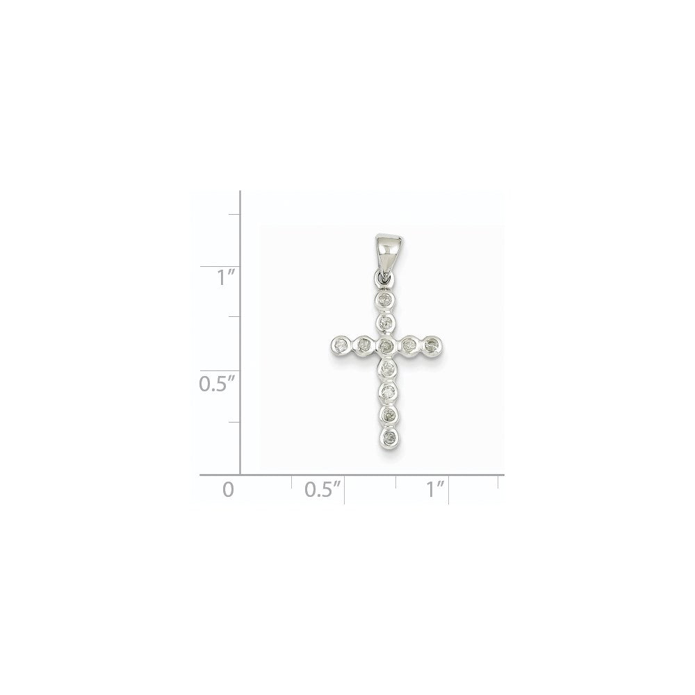 14k White Gold Diamond Cross Pendant