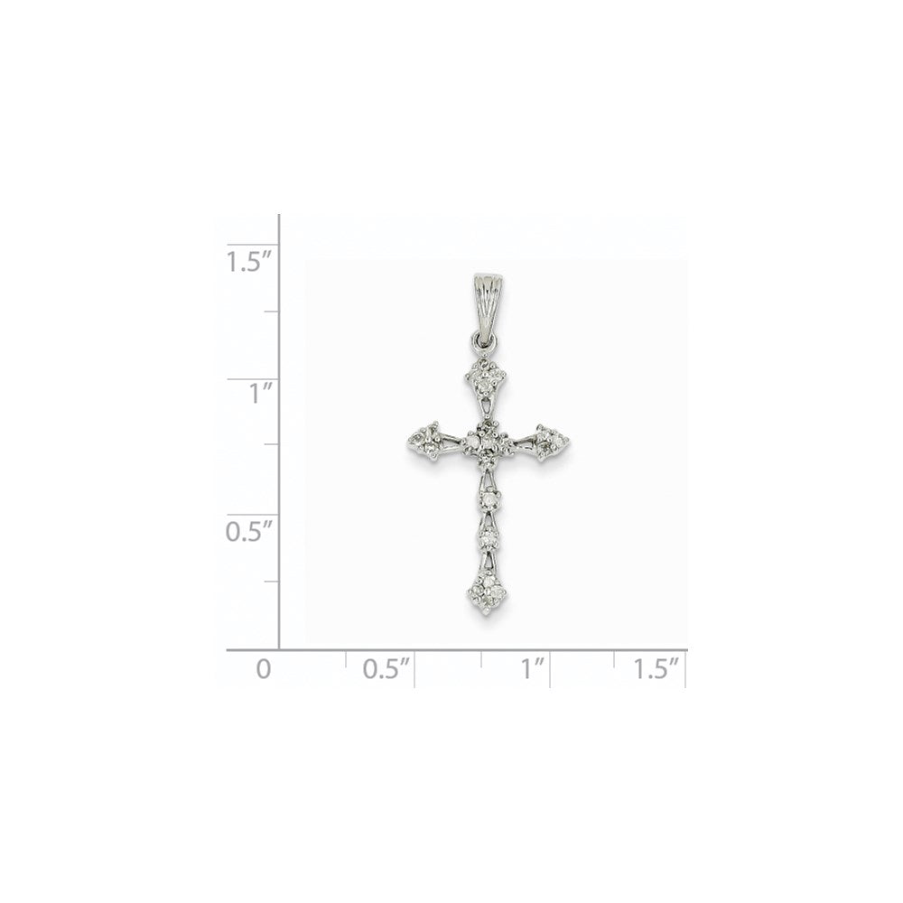 14k White Gold Diamond Cross Pendant