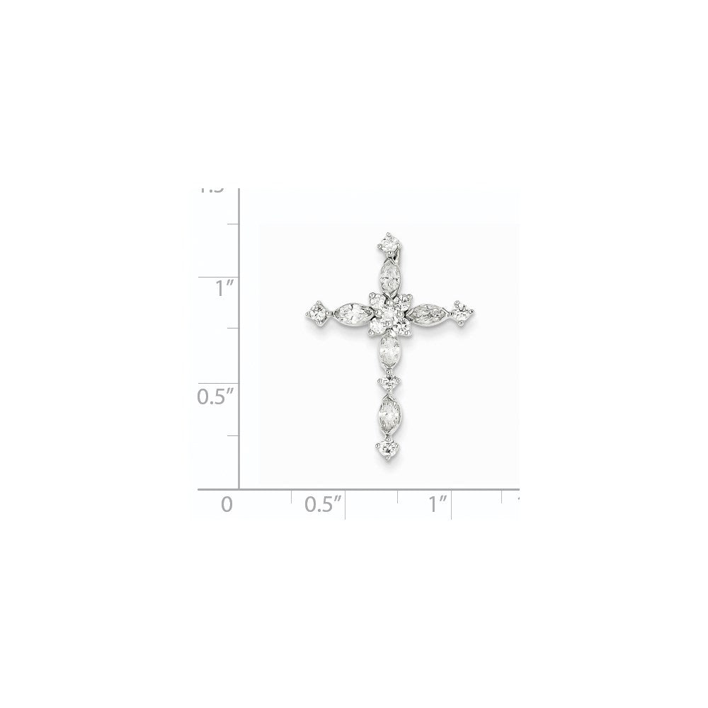 14k White Gold Diamond Cross Pendant