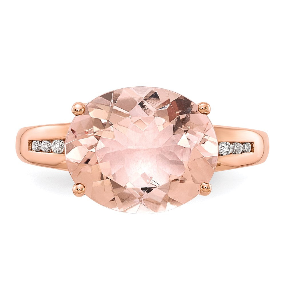 14k Rose Gold Real Diamond and Morganite Ring