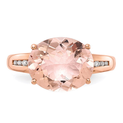 14k Rose Gold Real Diamond and Morganite Ring