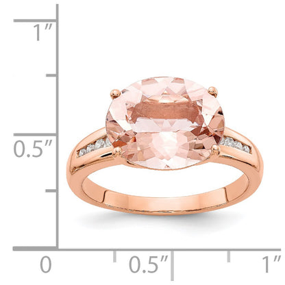14k Rose Gold Real Diamond and Morganite Ring