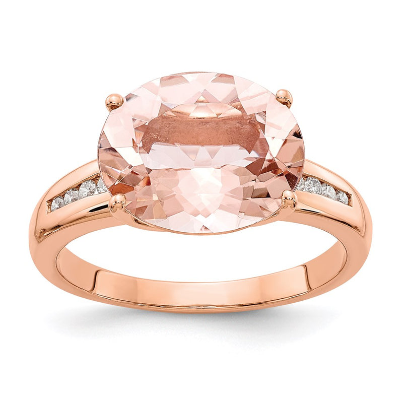 14k Rose Gold Real Diamond and Morganite Ring
