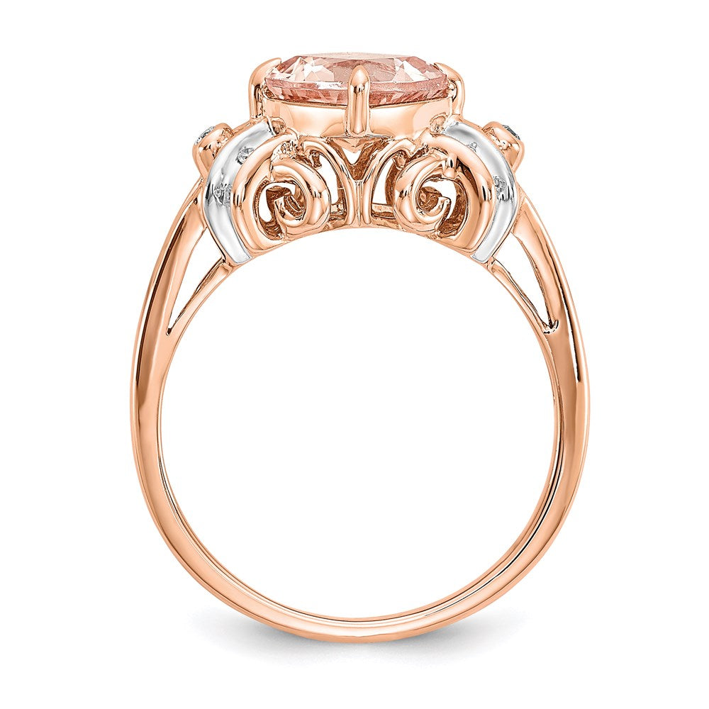 14k Rose Gold Real Diamond and Morganite Ring