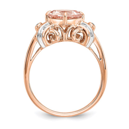 14k Rose Gold Real Diamond and Morganite Ring