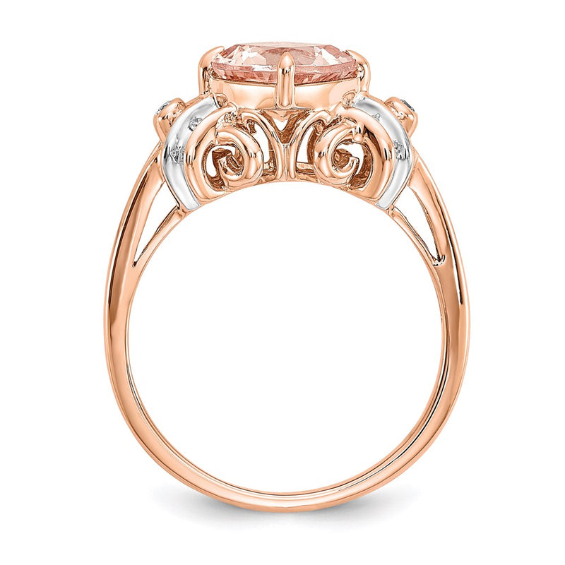 14k Rose Gold Real Diamond and Morganite Ring