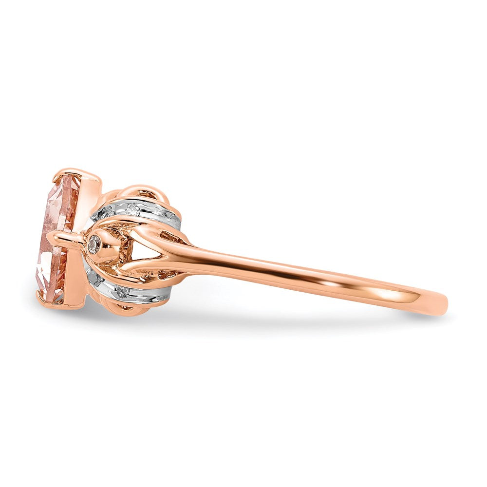 14k Rose Gold Real Diamond and Morganite Ring