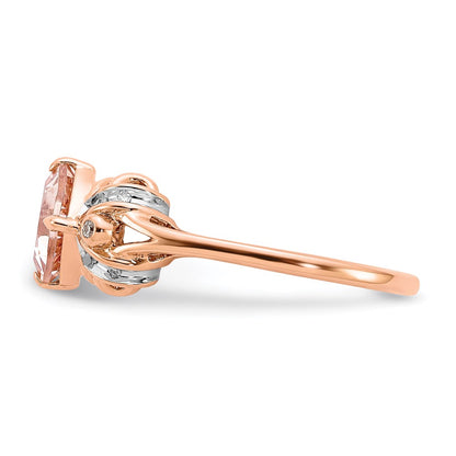 14k Rose Gold Real Diamond and Morganite Ring