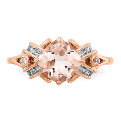 14k Rose Gold Real Diamond and Morganite Ring