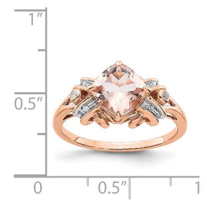 14k Rose Gold Real Diamond and Morganite Ring