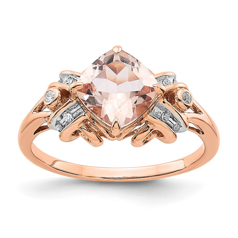14k Rose Gold Real Diamond and Morganite Ring