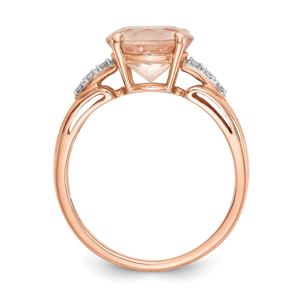 14k Rose Gold Real Diamond and Morganite Round Ring