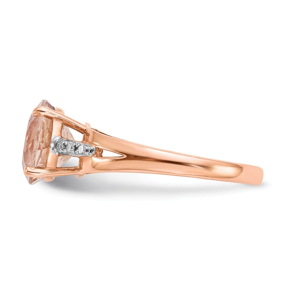 14k Rose Gold Real Diamond and Morganite Round Ring