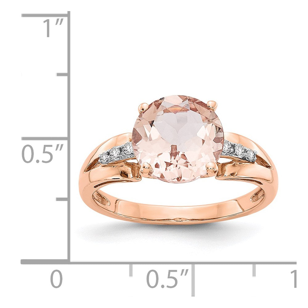 14k Rose Gold Real Diamond and Morganite Round Ring