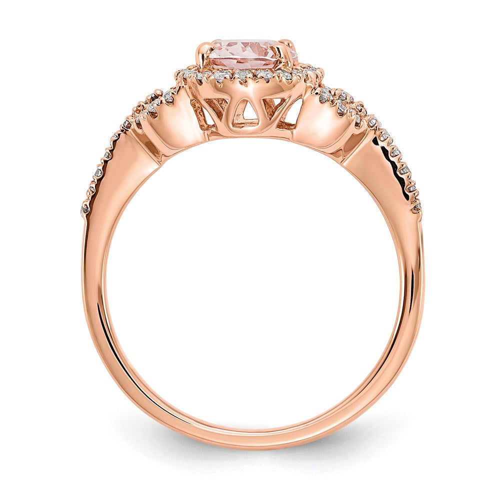 14k Rose Gold Morganite & Real Diamond Ring