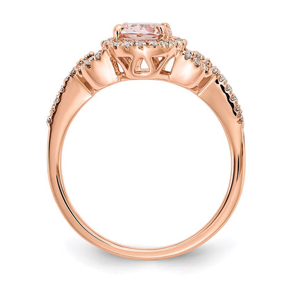 14k Rose Gold Morganite & Real Diamond Ring