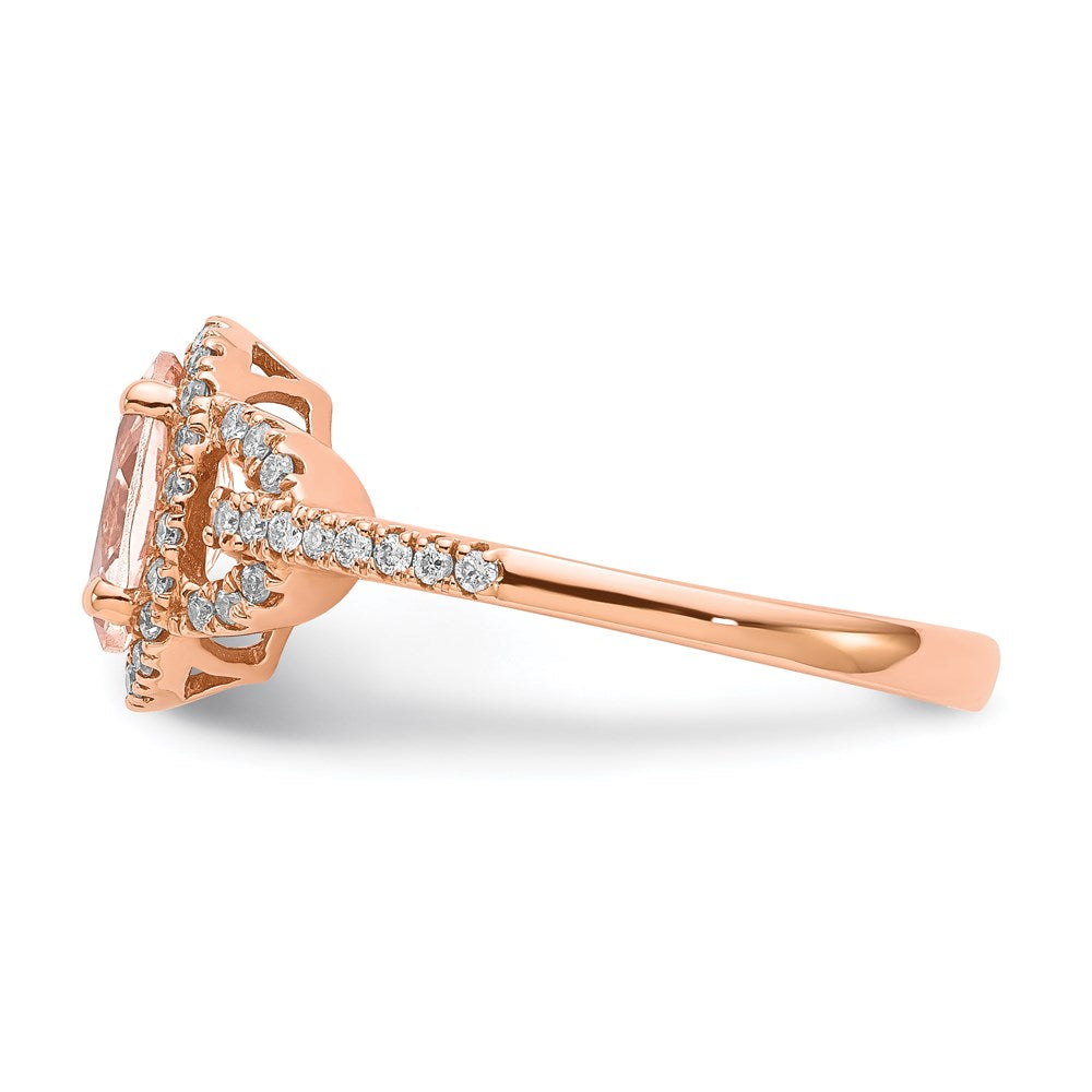 14k Rose Gold Morganite & Real Diamond Ring