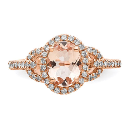 14k Rose Gold Morganite & Real Diamond Ring