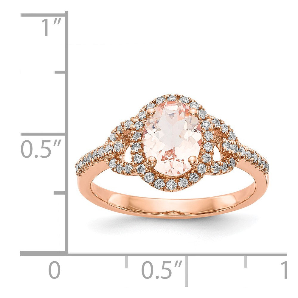 14k Rose Gold Morganite & Real Diamond Ring