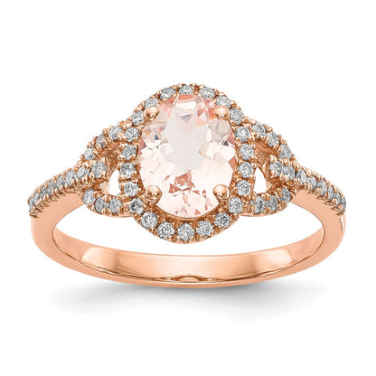 14k Rose Gold Morganite & Real Diamond Ring