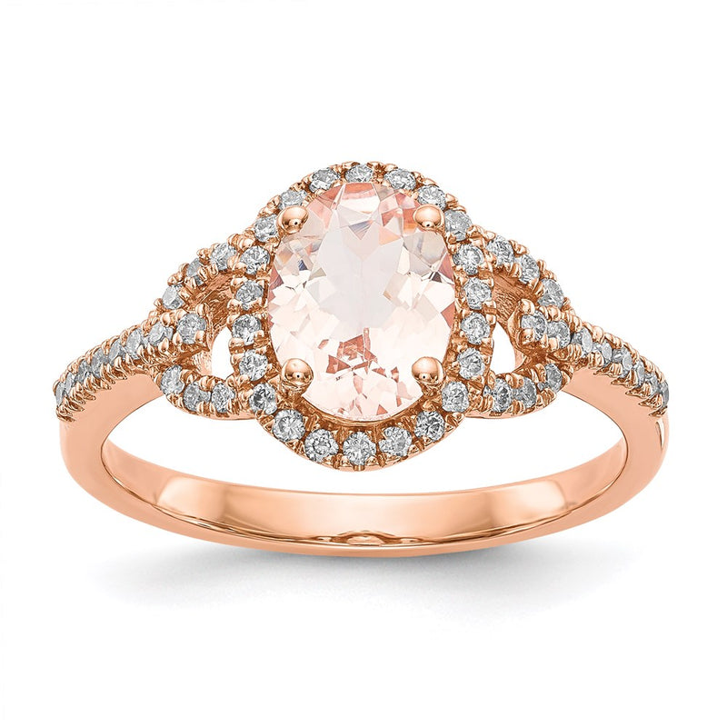 14k Rose Gold Morganite & Real Diamond Ring