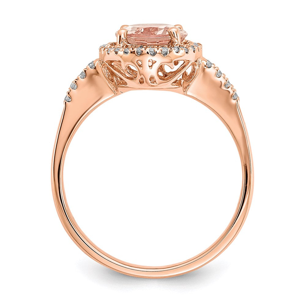 14k Rose Gold Morganite & Real Diamond Ring