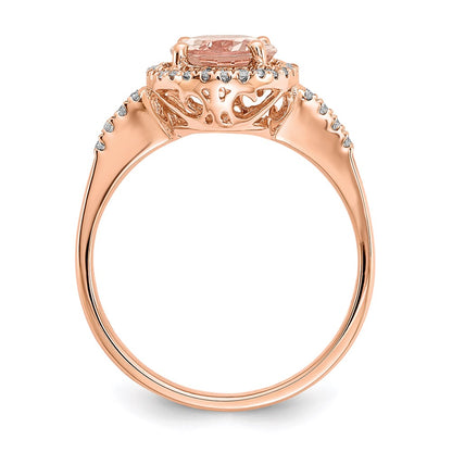 14k Rose Gold Morganite & Real Diamond Ring
