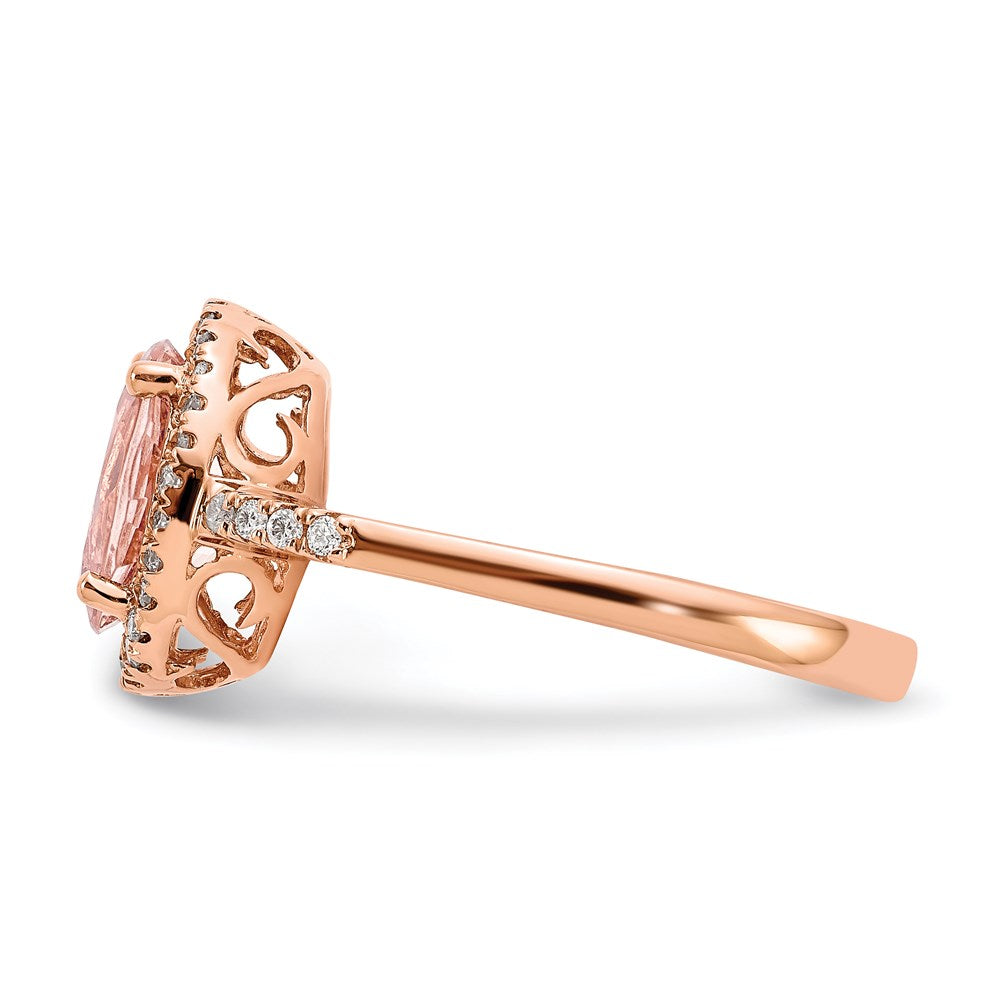 14k Rose Gold Morganite & Real Diamond Ring