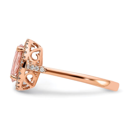 14k Rose Gold Morganite & Real Diamond Ring