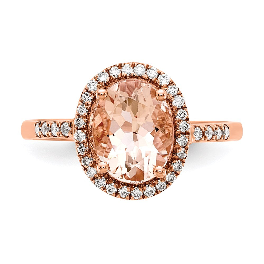 14k Rose Gold Morganite & Real Diamond Ring