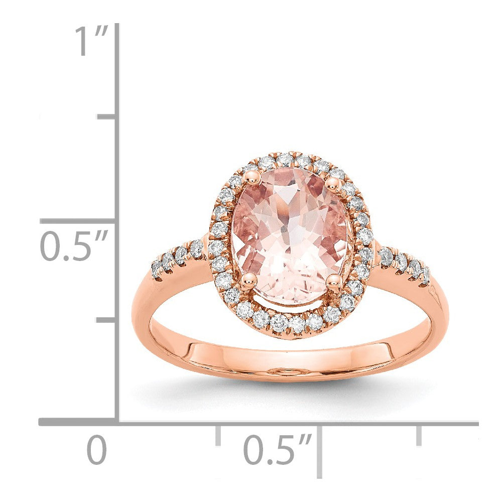 14k Rose Gold Morganite & Real Diamond Ring