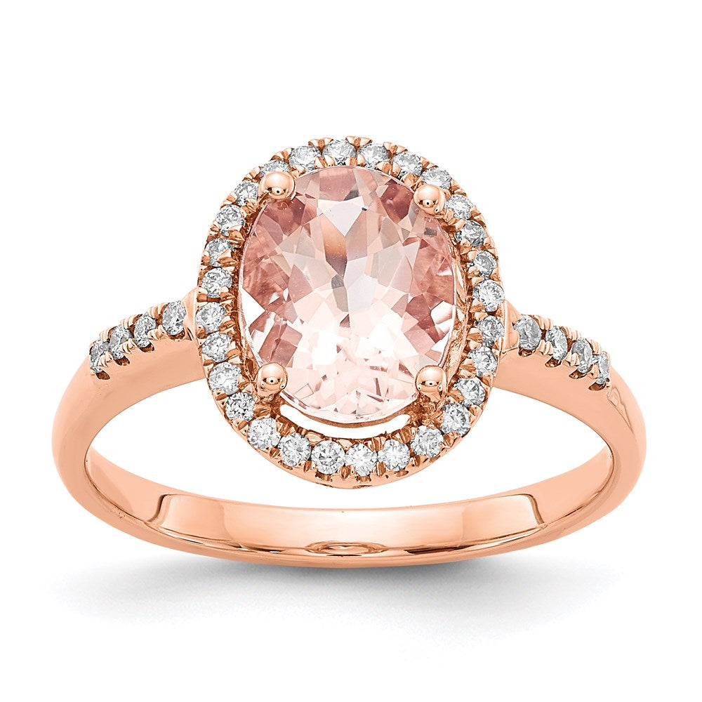 14k Rose Gold Morganite & Real Diamond Ring